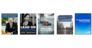 The covers of 5 Leadership Workbooks